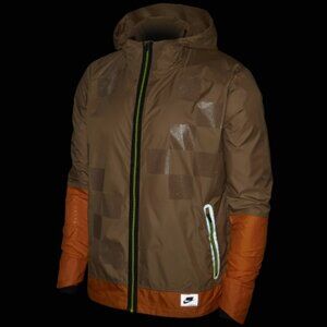 Nike Shield Flash Reflective Running Jacket Tan Windbreaker Size Large